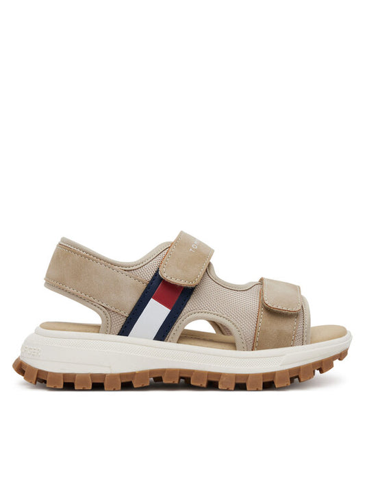 Tommy Hilfiger Boys' Casual Beige Sandals with Velcro Straps for Summer Play