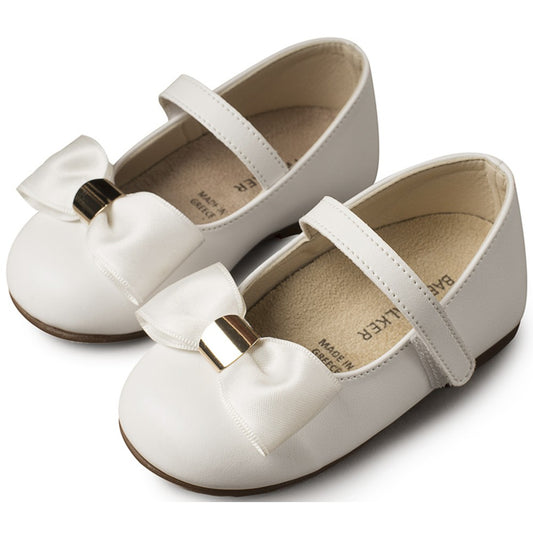 Elegant Babywalker BS 3537  white Ballerina Flats with Satin Bow