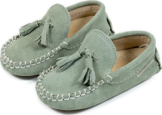 Premium Babywalker Bay Leaf Mint Leather Moccasins for Boys' Baptism & Formal Events