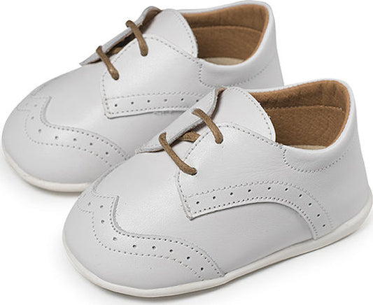 Babywalker White Leather Brogues Oxford Shoes for Baby Baptism Soft Sole