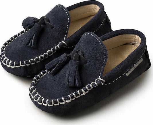 Babywalker Boys' Premium Leather Moccasins: Navy Blue Baptism Loafers with Tassels