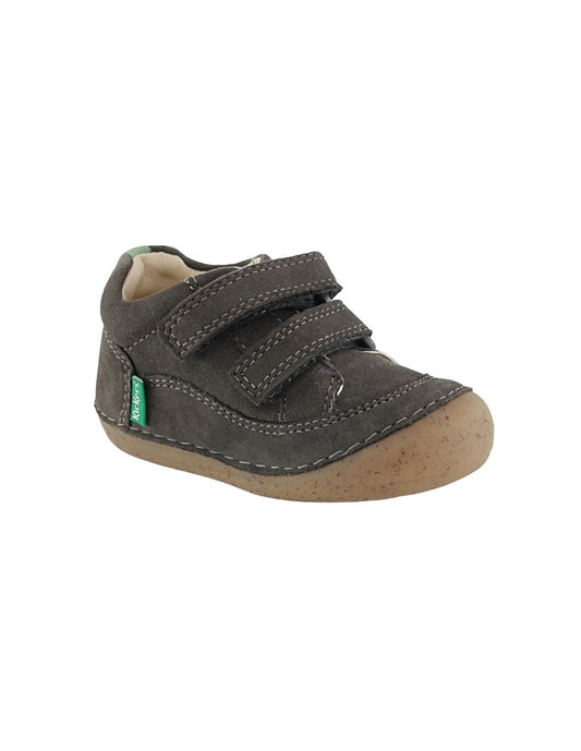 Kickers Sostankro Kids' Flexible Lightweight Gray Double Velcro Strap Shoes